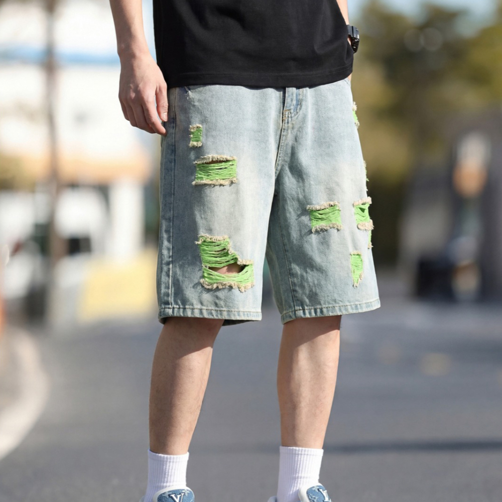 Men's Lined Ripped Denim Short - Fly Line incelemesi ve fiyatı