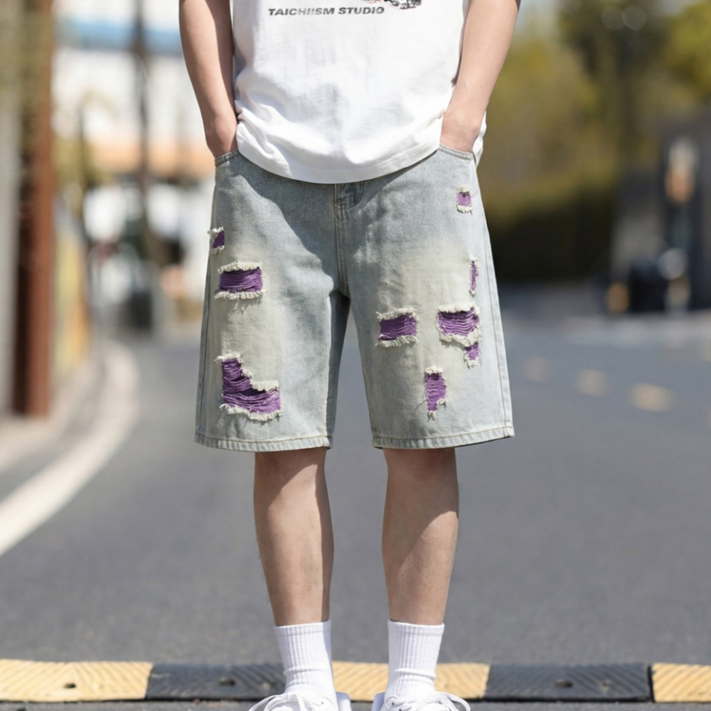 Men's Lined Ripped Denim Short - Fly Line incelemesi ve fiyatı