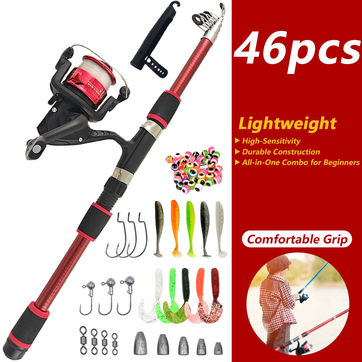 46Pcs Telescopic Fishing Rod R - Freshwater Line incelemesi ve fiyatı
