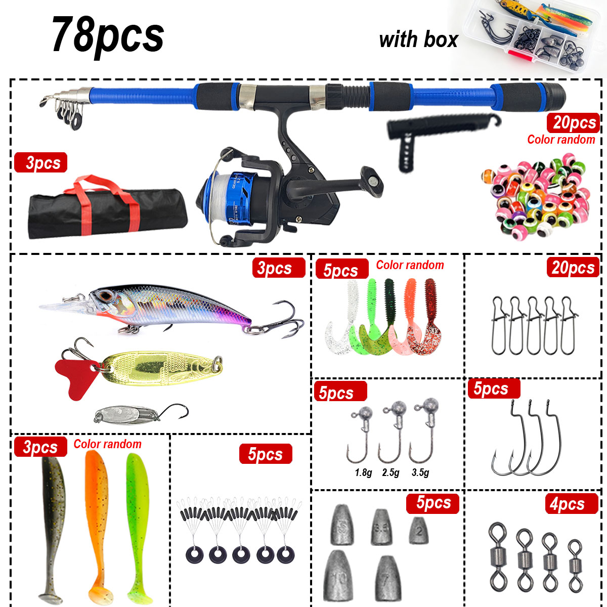 46Pcs Telescopic Fishing Rod R - Freshwater Line incelemesi ve fiyatı