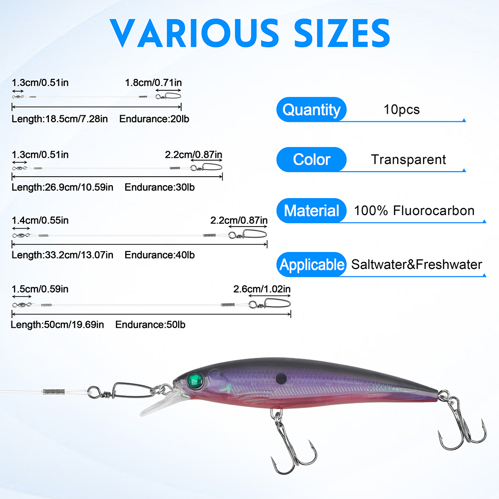 10Pcs Fluorocaron Fishing Lead - Fluorocarbon Line incelemesi ve fiyatı